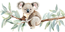Load image into Gallery viewer, Koala Nursery Wall Decal – Watercolor Koala on Eucalyptus Branch, Baby Room Wall Art 049mv