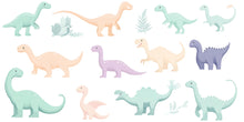 Load image into Gallery viewer, Pastel Dinosaur Nursery Wall Decals – Cute Dino Kids Room Wall Stickers Above Crib 052mv
