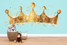 Load image into Gallery viewer, Gold Crown Nursery Wall Decal – Royal Above Crib Wall Art for Baby Room or Kids Bedroom 057mv