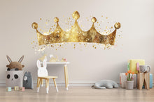 Load image into Gallery viewer, Gold Crown Nursery Wall Decal – Royal Above Crib Wall Art for Baby Room or Kids Bedroom 057mv