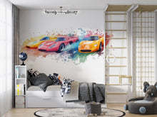 Load image into Gallery viewer, Race Car Wall Decal for Kids Room – Colorful Sports Car Mural Above Bed 059mv