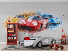 Load image into Gallery viewer, Race Car Wall Decal for Kids Room – Colorful Sports Car Mural, Boys Bedroom Wall Art 061mv
