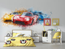 Load image into Gallery viewer, Race Car Wall Decal for Kids Room – Colorful Sports Car Mural, Boys Bedroom Wall Art 061mv