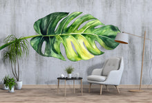 Load image into Gallery viewer, Monstera Leaf Wall Mural – Large Tropical Botanical Wall Decal for Bedroom, Oversized Green Plant Wall Art 062mv