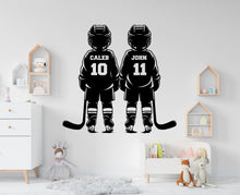 Load image into Gallery viewer, Brother Hockey wall decor, Custom Wall Decal Sport Vinyl, Hockey stickers, Boys Passion, Hockey Wall Art, Wall Stickers, Kids Room 1005RS