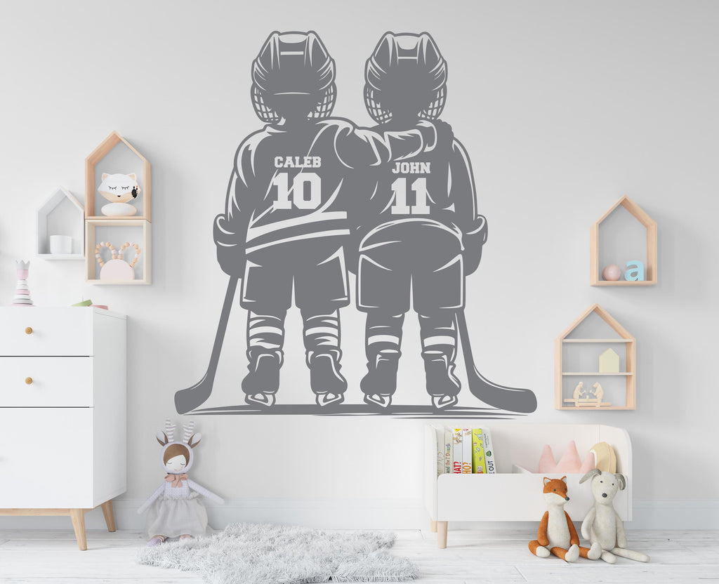 Brother Hockey wall decor, Custom Wall Decal Sport Vinyl, Hockey stickers, Boys Passion, Hockey Wall Art, Wall Stickers, Kids Room 1006RS