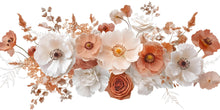 Load image into Gallery viewer, Large Floral Wall Decal • Neutral Boho Flower Mural Sticker • Bedroom Peel &amp; Stick Wall Art • Beige Terracotta Bouquet Decor • Removable art