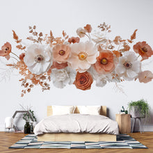 Load image into Gallery viewer, Large Floral Wall Decal • Neutral Boho Flower Mural Sticker • Bedroom Peel &amp; Stick Wall Art • Beige Terracotta Bouquet Decor • Removable art