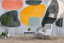 Load image into Gallery viewer, Mid Century Modern Abstract Wall Mural – Color Block Geometric Living Room Peel and Stick Decal 085mv