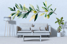 Load image into Gallery viewer, Olive Branch Wall Decal • Watercolor Botanical Sticker • Mediterranean Peel &amp; Stick Mural • Kitchen Bedroom Living Room Decor