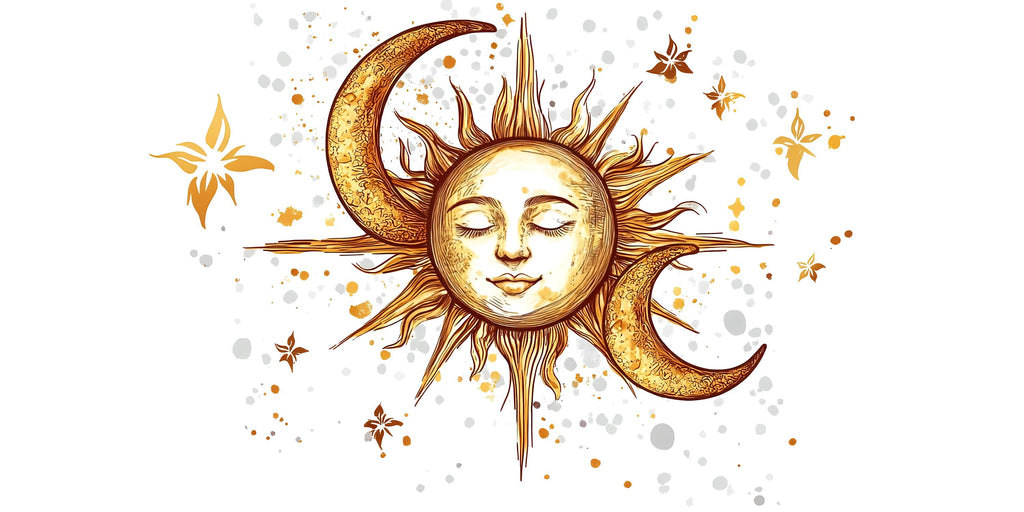Sun and Moon Wall Decal • Celestial Boho Sticker • Spiritual Bedroom Mural • Gold Sun Moon Art • Peel & Stick Wall Decor • Removable Wall