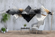 Load image into Gallery viewer, Abstract Geometric Wall Mural, Black Beige Modern Living Room Art, Large Removable Wall Decal 105mv