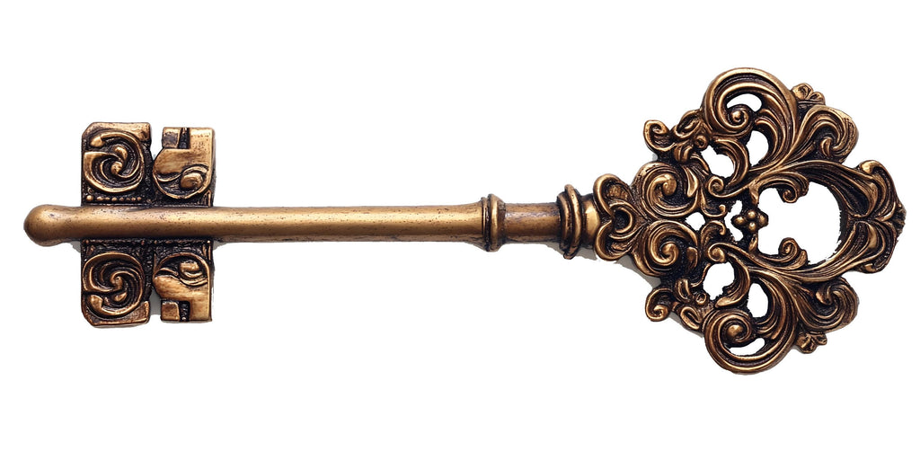 Antique Key Wall Mural, Giant Vintage Key Wall Decal, Gold Statement Living Room Removable Wall Art 107mv
