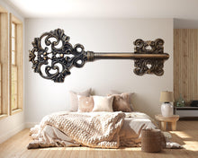 Load image into Gallery viewer, Giant Vintage Key Wall Decal, Antique Key Bedroom Wall Art, Romantic Removable Headboard Mural 108mv