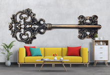 Load image into Gallery viewer, Giant Vintage Key Wall Decal, Antique Key Bedroom Wall Art, Romantic Removable Headboard Mural 108mv