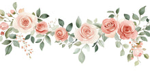 Load image into Gallery viewer, Blush Rose Wall Decal, Large Floral Bedroom Wall Art, Romantic Removable Headboard Mural 109mv