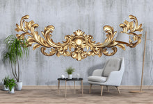 Load image into Gallery viewer, Gold Baroque Headboard Wall Decal, Ornate Bedroom Wall Art, Removable Vintage Mural Art 112mv