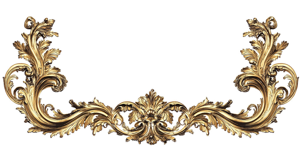 Gold Baroque Wall Decal, Large Ornate Living Room Wall Art, Luxury Removable Over Sofa Mural 114mv