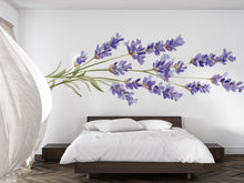 Load image into Gallery viewer, Lavender Wall Decal, Large Floral Bedroom Wall Art, Provence Inspired Removable Headboard Mural 115mv