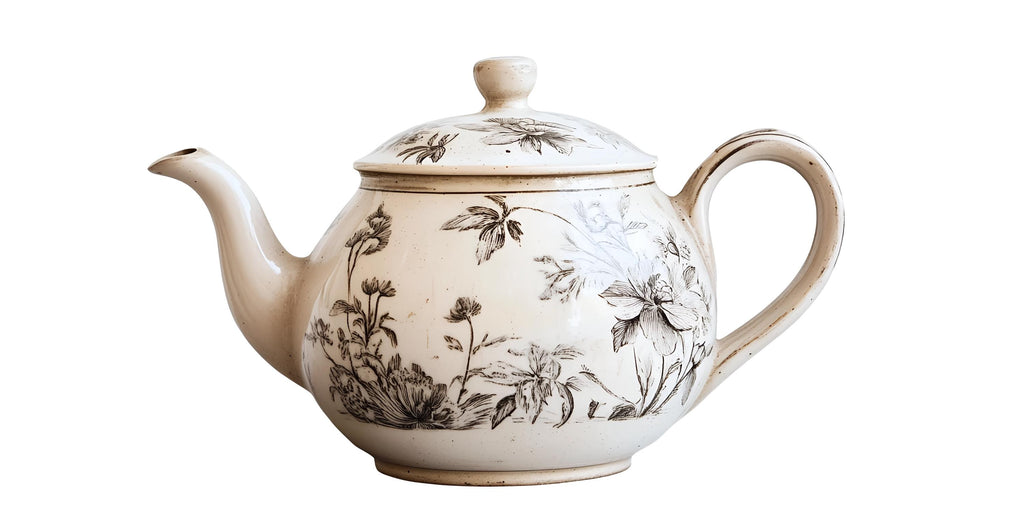 Giant Teapot Wall Decal, Vintage Floral Kitchen Wall Art, Removable Tea Room Mural 123mv