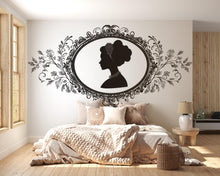 Load image into Gallery viewer, Victorian Cameo Wall Decal, Large Silhouette Headboard Art, Vintage Removable Bedroom Mural 130mv