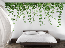 Load image into Gallery viewer, Hanging Vine Wall Decal • Green Botanical Sticker • Jungle Plant Mural • Peel &amp; Stick Bedroom Wall Decor • Removable Leaf Wall Art