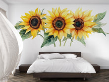 Load image into Gallery viewer, Large Sunflower Wall Decal • Bright Floral Mural Sticker • Watercolor Sunflower Wall Art • Peel &amp; Stick Living Room Decor