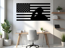Load image into Gallery viewer, American Flag Soldier Salute Wall Decal – Patriotic Military Decor, US Army Marine Tribute Art, Veterans Gift, Home Wall Art Printable 705LU
