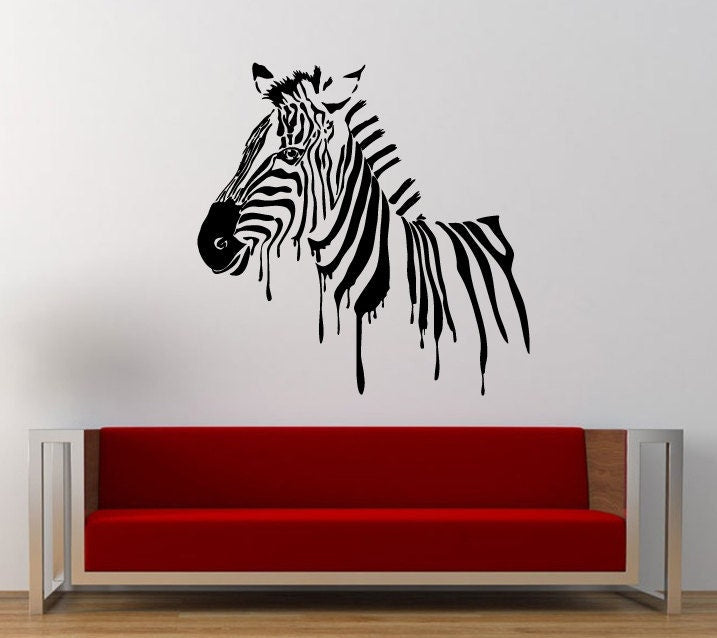 Melting Zebra Bar Code Wall Decal Sticker Vinyl Mural Leaving Bedroom Room Home Decor FREE SHIPPING L364