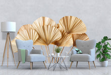 Load image into Gallery viewer, Boho Palm Leaf Wall Decal • Neutral Dried Palm Mural Sticker • Beige Botanical Wall Art • Peel &amp; Stick Bedroom Decor • Removable Wall Mural