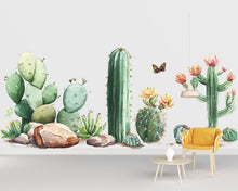Load image into Gallery viewer, Cactus Wall Decal • Watercolor Desert Plants Mural • Boho Southwestern Wall Art • Peel Stick Sticker Set • Removable Nursery &amp; Home Decor