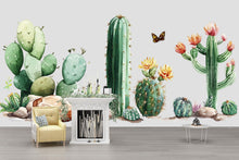 Load image into Gallery viewer, Cactus Wall Decal • Watercolor Desert Plants Mural • Boho Southwestern Wall Art • Peel Stick Sticker Set • Removable Nursery &amp; Home Decor