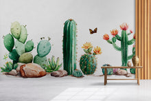 Load image into Gallery viewer, Cactus Wall Decal • Watercolor Desert Plants Mural • Boho Southwestern Wall Art • Peel Stick Sticker Set • Removable Nursery &amp; Home Decor