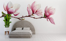 Load image into Gallery viewer, Magnolia Wall Decal • Large Watercolor Flower Branch Mural • Pink Floral Peel &amp; Stick Wall Art • Removable Bedroom Sticker • Botanical Decor