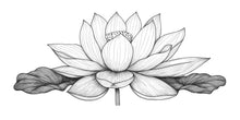 Load image into Gallery viewer, Large Lotus Flower Wall Decal • Minimalist Line Art Floral Mural • Black and White Botanical Wall Sticker for Bedroom, Yoga or Meditation