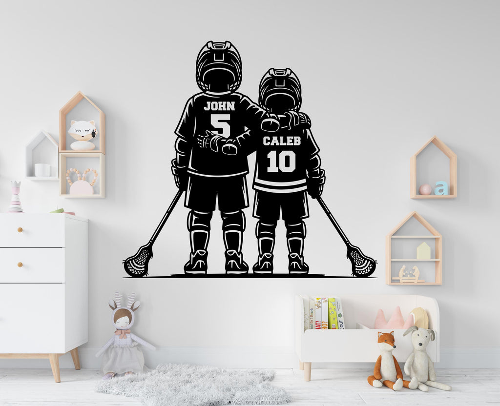Brother Lacrosse wall decor, Custom Wall Decal Sport Vinyl, Soccer stickers, Boys Passion, Lacrosse Wall Art, Wall Stickers Kids Room 1009RS