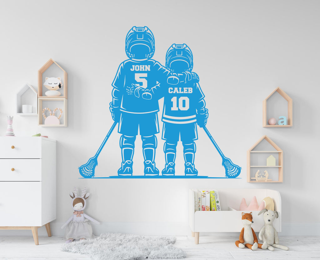 Brother Lacrosse wall decor, Custom Wall Decal Sport Vinyl, Soccer stickers, Boys Passion, Lacrosse Wall Art, Wall Stickers Kids Room 1009RS