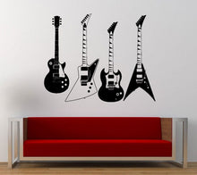 Load image into Gallery viewer, Four Electric Guitars Collection Music Rock Instrument Wall Decal Sticker Vinyl Mural Leaving Bedroom Room Home Decor FREE SHIPPING L371