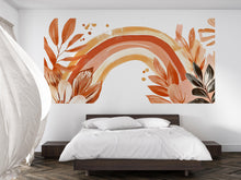 Load image into Gallery viewer, Boho Terracotta Rainbow Wall Decal • Large Floral Mural • Warm Earth Tone Peel and Stick Wall Sticker for Bedroom, Nursery &amp; Home Decor