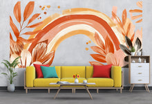 Load image into Gallery viewer, Boho Terracotta Rainbow Wall Decal • Large Floral Mural • Warm Earth Tone Peel and Stick Wall Sticker for Bedroom, Nursery &amp; Home Decor