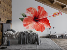 Load image into Gallery viewer, Giant Red Hibiscus Wall Decal • Tropical Flower Mural • Large Peel &amp; Stick Wall Sticker • Botanical Bedroom Decor • Island Floral Wall Art