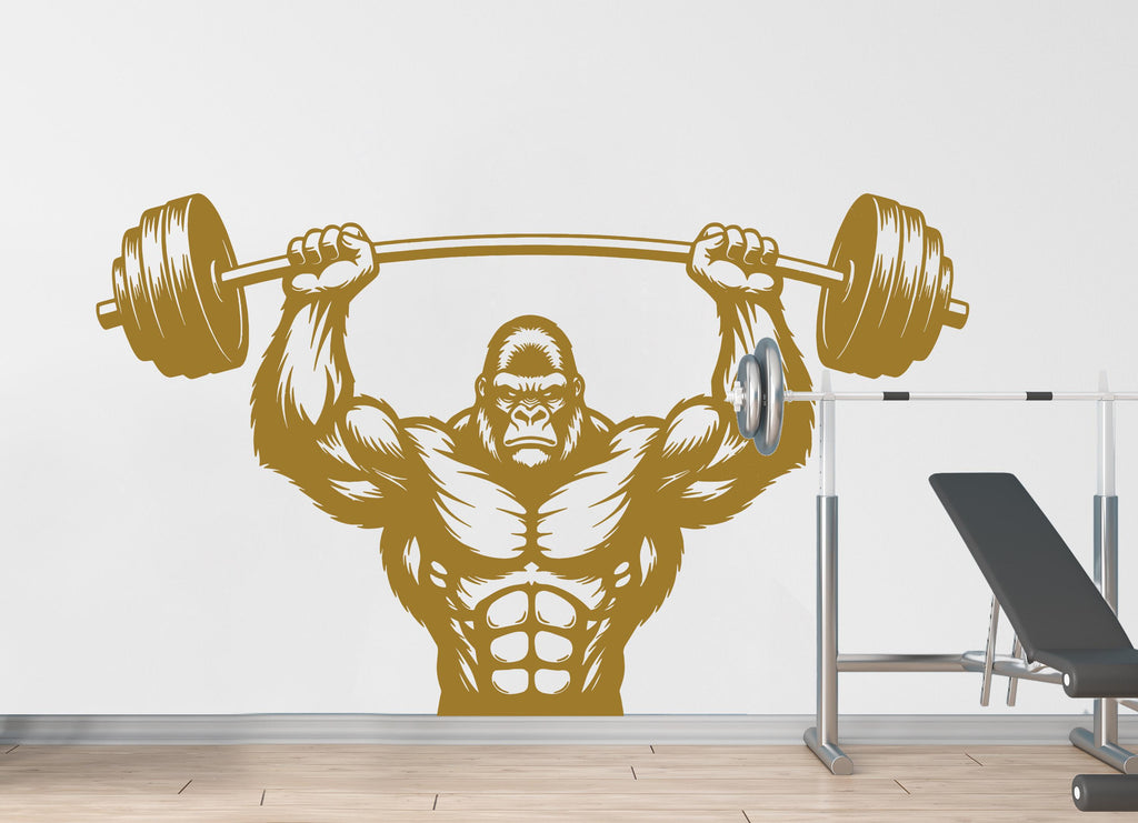 Gorilla Gym Wall Decal Bodybuilder fitness Decor Workout Art Vinyl Gym Wall Stickers Bedroom Gym Workout Skull Motivation 180DE