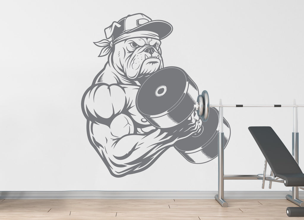 Bulldog Gym Wall Decal Bodybuilder fitness Decor Workout Art Vinyl Gym Wall Stickers Bedroom Gym Workout Skull Motivation 182DE