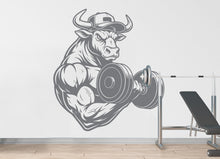 Load image into Gallery viewer, Bull Gym Wall Decal Bodybuilder fitness Decor Workout Art Vinyl Gym Wall Stickers Bedroom Gym Workout Skull Motivation 183DE