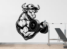 Load image into Gallery viewer, Bull Gym Wall Decal Bodybuilder fitness Decor Workout Art Vinyl Gym Wall Stickers Bedroom Gym Workout Skull Motivation 183DE