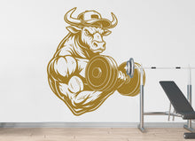 Load image into Gallery viewer, Bull Gym Wall Decal Bodybuilder fitness Decor Workout Art Vinyl Gym Wall Stickers Bedroom Gym Workout Skull Motivation 183DE