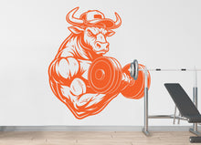 Load image into Gallery viewer, Bull Gym Wall Decal Bodybuilder fitness Decor Workout Art Vinyl Gym Wall Stickers Bedroom Gym Workout Skull Motivation 183DE