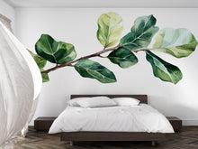 Load image into Gallery viewer, Fiddle Leaf Fig Wall Decal • Large Green Leaf Branch Sticker • Botanical Wall Art • Removable Peel &amp; Stick Mural • Nature Bedroom Decor