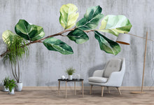 Load image into Gallery viewer, Fiddle Leaf Fig Wall Decal • Large Green Leaf Branch Sticker • Botanical Wall Art • Removable Peel &amp; Stick Mural • Nature Bedroom Decor