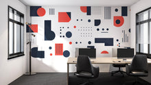Load image into Gallery viewer, Modern Geometric Wall Decal for Office | Abstract Shapes Wall Sticker | Minimalist Workspace Decor | Large Removable Peel &amp; Stick Mural